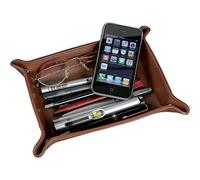 ALASSIO 52005 - Bol à ustensiles en Cuir, Plateau en Cognac, Marron, Bol env. 16 x 10 x 4 cm, Plateau de Rangement pour Petites pièces, Bol en Cuir Vide pour Bureau et Console