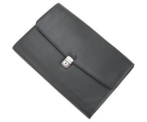 Alassio Dokumententasche Udine, Aktenmappe aus echtem Leder, verschließbare Dokumentenmappe, für A4 Format Mallette, 39 cm, Noir (Schwarz)