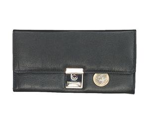 ALASSIO LIGHTPAK Alassio 42080 Porte-Monnaie en Cuir Nappa avec chaîne en métal et Mousqueton Noir 18,5 x 9,5 x 3 cm