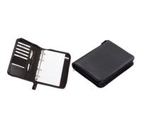 ALASSIO LUINO - Classeur à anneaux A5 en PU noir avec poche zippée et 5 porte-cartes