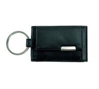 Alassio Mini Geldbörse aus feinem Nappaleder, kleines Portemonnaie mit Metallemblem und Schlüsselring Porte-Monnaie, 8 cm, Noir (Schwarz)