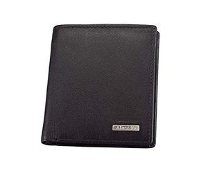 Alassio Mini Geldbörse im Hochformat, aus echtem Leder, mit Metallemblem, innen Carbonoptik Porte-Monnaie, 10 cm, Noir (Schwarz)