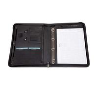 ALASSIO OLBIA 30119 Porte-documents A4 en nylon, anthracite, env. 36 x 28 x 5 cm, avec compartiment pour tablette, bloc-notes A4, mécanisme à anneaux, 6 compartiments pour cartes de visite et 2