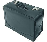 Alassio Pilotenkoffer Ancona, Aktenkoffer aus echtem Leder, Handgepäck Dokumentenkoffer mit Hängeregister Bagage Cabine, 45 cm, 32 liters, Noir (Schwarz)