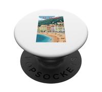 Alassio, Plage de Sable, Ville au Bord de la mer, Riviera Italienne, Art PopSockets PopGrip Adhésif