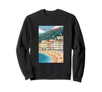 Alassio, Plage de Sable, Ville au Bord de la mer, Riviera Italienne, Art Sweatshirt