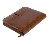 ALASSIO Porte document 4 anneaux "VITERBO" A4 Simili Cuir Marron