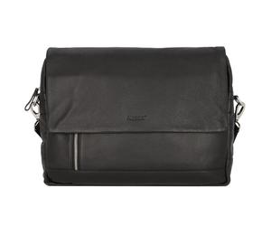 Alassio Porte-documents Messenger Cuir véritable 38 cm Compartiment ordinateur noir