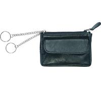 Alassio Schlüsseletui aus feinem Nappaleder, mit 2 Schlüsselringen an Ketten und Vorfach Etui Porte-clés, 12 cm, Noir (Schwarz)