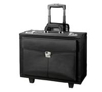 Alassio Trolley Pilotenkoffer Rocca II, Businesskoffer aus Mikrofaser, Handgepäck Aktentrolley mit 2 Rollen Bagage Cabine, 46 cm, 90 liters, Noir (Schwarz)