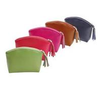 ALASSIO 2702 Trousse de Toilette en Cuir véritable avec Fermeture éclair et Fermeture éclair à Franges en Cuir, Petite Poche, Trousse de Toilette, Trousse de Toilette pour Voyage, Trousse de