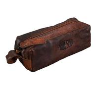 Alassio Trousse ronde cuir marron unisexe 19 x 6 x 7 cm