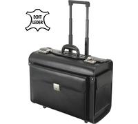 Alassio Valise de pilote "SILVANA" cuir noir avec trolley