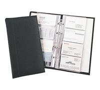 Alassio Visitenkarten Ringbuch aus FineTouch Lederimitat, mit Register A-Z und Einlagen für 120 Karten Porte-Cartes de Visite, 25 cm, Noir (Schwarz)