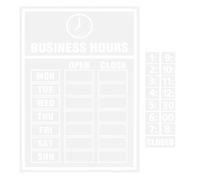 Alasum 1 jeu d'affiches d'horaires d'ouverture modifiables pour magasins, autocollant statique pour vitrine, panneau ouvert/fermé amovible, autocollant horaire pour café/salon de thé