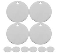 Alasum 10 Étiquettes Rondes Vierges en Acier Inoxydable Argenté pour Animaux de Compagnie, Plaques Métal pour Gravure et Pendentifs DIY, Lot de 10 Pièces
