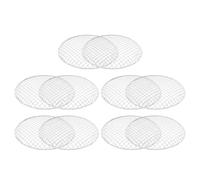Alasum 10 Pièces Grille de Barbecue Jetable Ronde en Fer Argenté, Légère et Facile à Nettoyer Trous en Maille, pour Repas en Plein Air et Aventures en Extérieur