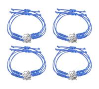Alasum 12 Pièces Bracelets Cheerleading Ajustables Tressés la Main, Lot de 12, Corde Cirée Bleue, Bijoux D'amitié pour Femmes et Adolescentes, Accessoires D'équipe de Pom-pom pour