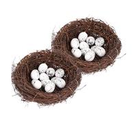 Alasum 12 Pièces Nid D'oiseau Artificiel en Rotin de 15 Cm Œufs Décoratifs, Décoration de Pâques pour Panier et Nid, Accessoire de Fête Naturel et Élégant