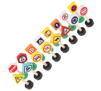 Alasum 16 Pièces Set de Panneaux Miniatures Bois pour Garçon Fille Éducatif Sécurité Routière Précoce Jeu Collaboratif Bois Naturel Portable et Léger pour Apprentissage Préscolaire