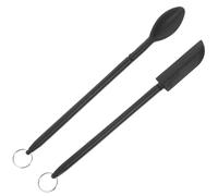 Alasum 1ensemble Set de Spatules Mini Silicone avec Manche Télescopique Cuillères de Cuisine pour Pots Ustensiles Multifonctions pour Pâte et Confitures Noir