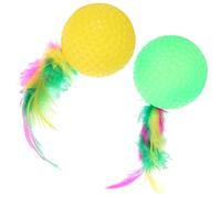 Alasum 2 Pcs Balles en Mousse pour Chats avec Queue en Plume, Jouets Interactifs en Latex pour Exercice Sain et Renforcement du Lien Entre Propriétaire et Chat Couleur Couleur Aléatoire