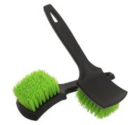 Alasum 2 Pièces Brosse de Nettoyage pour Râtelier à Chevaux Poils Denses en Plastique Vert, Manche Long, Bords à Angle Droit, pour Ferme D'élevage et Surfaces Extérieures Dures