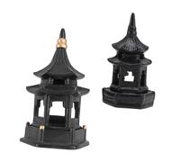 Alasum 2 pièces Décoration Jardin Céramique Pavillons Hexagonaux Miniatures Ornement Zen pour Serre et Aménagement Extérieur Statue Artisanale Légère