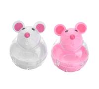 Alasum 2 pièces Distributeur Croquettes Chat Souris Automatique Interactif Tournant Plastique Mangeoire Puzzle Éducative pour Chat Fournitures Attractives Blanc et Rouge