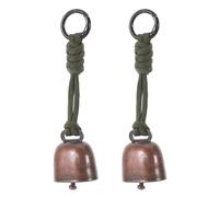 Alasum 2 Pièces Lot de 2 Clochettes Anti-Ours en Laiton Rouge Cuivre avec Cordelette Militaire Verte, Cloches de Randonnée Bruyantes Étanches 13,2x3,6x2,5 Cm pour Camping, Trekking et