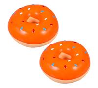Alasum 2 Pièces Mâcher pour Chiots Latex Forme de Donut Orange Interactif à Sifflet pour Petits Chiens Soulagement Dentition et Stimulation Ludique