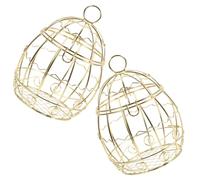 Alasum 2 Pièces Mangeoire Cage Ajourée en Métal Doré pour Jardin et Patio | Structure en Fil Ajouré, Base Creuse Anneau Suspendu, Usage Multi-rangement pour Bijoux et Clés