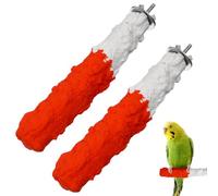 Alasum 2 Pièces Perchoir à Oiseaux en Métal Rouge Os de Seiche Riche en Calcium, Perchoir à Mâcher Comestible pour Perroquets, Soulage L'ennui et Convient aux Oiseaux de Compagnie
