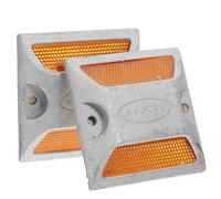 Alasum 2 pièces Réflecteurs Métalliques de Sécurité Route Marqueurs Réfléchissants pour Trottoirs Passages Piétons Allées et Remorques Installation Facile et Haute Visibilité