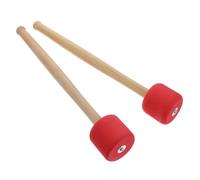 Alasum 2pcs Bâtons de Percussion Rouges pour Tambour Tête en Mousse Solide et Manche en Bois Antidérapant, pour École et Fanfare