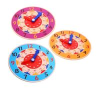Alasum 3 pièces Horloge Éducative Bois pour Garçon Fille Portable Apprentissage du Couleurs Vives Résistant et Pédagogique pour Garçons et Filles Maternelle