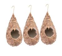 Alasum 3 pièces Nid Oiseau Herbe Tressée Main Nichoir Suspendu Résistant Au Vent Cachette Sécurisée pour Oiseaux de Jardin Lot de Décoration Extérieure et Intérieure