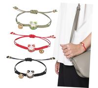 Alasum 3pièces Bracelet Chat Maneki Neko Ajustable Cordon Avec Breloque Et Clochette Pour Femme Homme