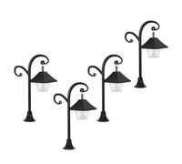 Alasum 4 Pièces Lampadaire Miniature Vintage Dimensions 14,3x8x4,4cm Éclairage LED Intégré, Matériau Abs pour Maison de Poupée pour Décor de Rue et Accessoires Photo