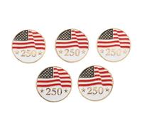 Alasum 5 Pièces Épinglette Drapeau Américain en Alliage pour Chapeau et Paquet à Dos, Design Anniversaire Unique 250 Ans, Insigne Patriotique Mémorable pour Célébrations Usa