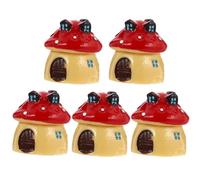 Alasum 5 pièces Lot de Miniatures Résine Maison Champignon Décorative Colorée pour Jardin et Terrarium Figurines Fées et Poupées Ornements Amusants pour Amateurs de Maisons