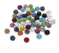 Alasum 50 Perles Rondes en Pâte Polymère Strass pour Création de Bijoux, Accessoires Artisanaux, Perles D'espacement en Vrac pour Bracelets et Chevillères Couleur Couleur Aléatoire