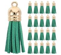 Alasum 50 Pièces Pompon en Simili Cuir Vert, Bricolage, Porte-clés | Pendentif Léger à Surface Lisse, pour Bracelets, Paquet et Marque-pages, Style Chic