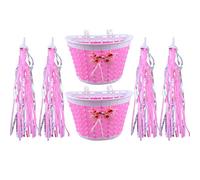 Alasum Accessoires Vélo pour Garçon et Filles avec 4 Pièces de Banderoles Décoratives Roses en Plastique Qui Volent et Dansent Vent, Panier Tissé 2 Pièces pour Vélo Présent Anniversaire