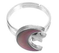 Alasum Bague Humeur Garçon et Filles en Métal Argenté Changement de Couleur Selon la Température, Design Lune et Étoile Unique pour Femmes la Mode