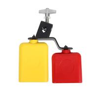 Alasum Bloc de Percussion en Plastique Bicolore Rouge et Jaune Cloche à Double Montage Maillets Inclus Instrument de Percussion pour Orchestres Scolaires et Enseignement Musical