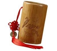 Alasum Boîte à Monnaie en Bambou Naturel Style Chinois, Grand Contenant pour Pièces, Décoration Créative pour Bureau ou Chambre, Matériau Solide Bambou et Métal