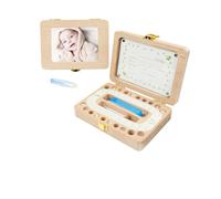 Alasum Boîte à Souvenirs en Bois pour Dents de Lait et Cheveux de Bébé avec Compartiments Séparatifs, Coffret Naissance pour Conserver Souvenirs D'enfance