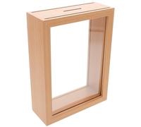 Alasum Boîte à Souvenirs Tirelire en Bois Transparent 18 CM Cadre Photo Multifonction pour Café Restaurant Décoration Intérieure et Rangement des Pourboires