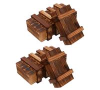 Alasum Boîtes à Énigmes Puzzle Éducatives 4 Pièces, Grand et Petit Formats, Bois Naturel, Jouets pour Garçon et Filles, Tiroirs Secrets, Développement Cognition et Motricité Fine,